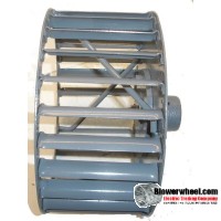Single Inlet Aluminum Blower Wheel 12-3/8" Diameter 5-1/2" Width 1" Bore Counterclockwise rotation with Outside Hub and Re-Rods