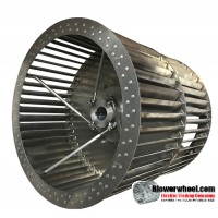 Double Inlet Steel Blower Wheel 18" D 19-3/4" W 1-15/16" -Clockwise-Counterclockwise  rotation  double neck hub SKU: 18001924-130-HD-S-CCWCWDW-R