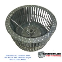 Single Inlet Blower Wheel 12-3/8" D 6-1/8" W 28mm Bore with re-rods and re-rings SKU: 12120604-28MM-HD-S-CW-R-W