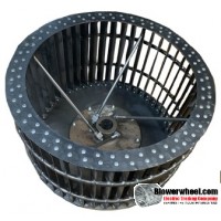 Single Inlet Steel Blower Wheel 18" D 10-5/8" W 1-1/2" Bore-Clockwise  rotation- with inside hub, re-rods, two re-rings- SKU: 18001020-116-HD-S-CW-R-W