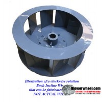 Backward Incline Steel Blower Wheel 12-5/8" D 5" W 1-7/16"Hub-Clockwise - inside hubs- Flat top (NO CONE) - SKU: BIW12200500-114-HD-S-CW