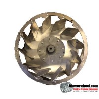 Backward Incline Steel Blower Wheel 10.8" D 5.7" W 28mm Bore-Clockwise  rotation- with inside hub SKU: BIW10250723-28mm-S-BLADE15-CW