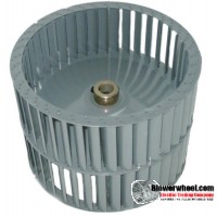 Double Inlet Aluminum Blower Wheel 9" D 6-1/4" W 1/2" Bore-Counterclockwise  rotation- SKU: 09000608-016-HD-A-CCWDW