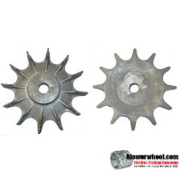 Impeller Blower Wheel 11-1/2" D 2" W 1-3/8" Bore SKU: IP11160200-112-HD-A-12B-Inner120-outer216-016concave-Hub 4”D  and 1” W- 12 Blades-Inner Blade seperation: 1-5/8 in -Outer Blade seperation: 2-1/2 in -Concave: 1/2in - SHELF WORN