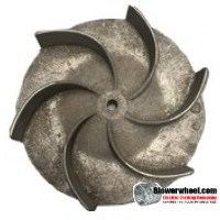 Paddle Wheel Cast Aluminum Blower Wheel 9" Diameter 3-1/4" Width 1/2" Bore with clockwise Rotation and outside hub SKU: pw09000308-016-casta-6curve-xw-o-concave-O-001 AS IS