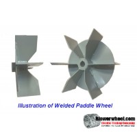 Paddle Wheel Aluminum Blower Wheel 11-1/4" D 4-1/2" W 1-1/8" Bore-  rotation- with inside hub/outside hub, Welded- SKU: PW11080416-104-HD-A-BladeFlat6-IHOH