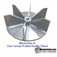 Paddle Wheel Steel Blower Wheel 16" D 6" W 1-3/8" Bore-  with inside hub, Welded- SKU: PW16000600-112-HD-S-6Flatblades