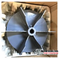 Welded 304 Stainless Steel Paddle Wheel Blower Wheel 18" D 4" W 1-1/8" Bore - with inside hub and 6 flat blades SKU: PW18000400-104-6flatblades-HD-304SS